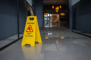 wet floor sign at property